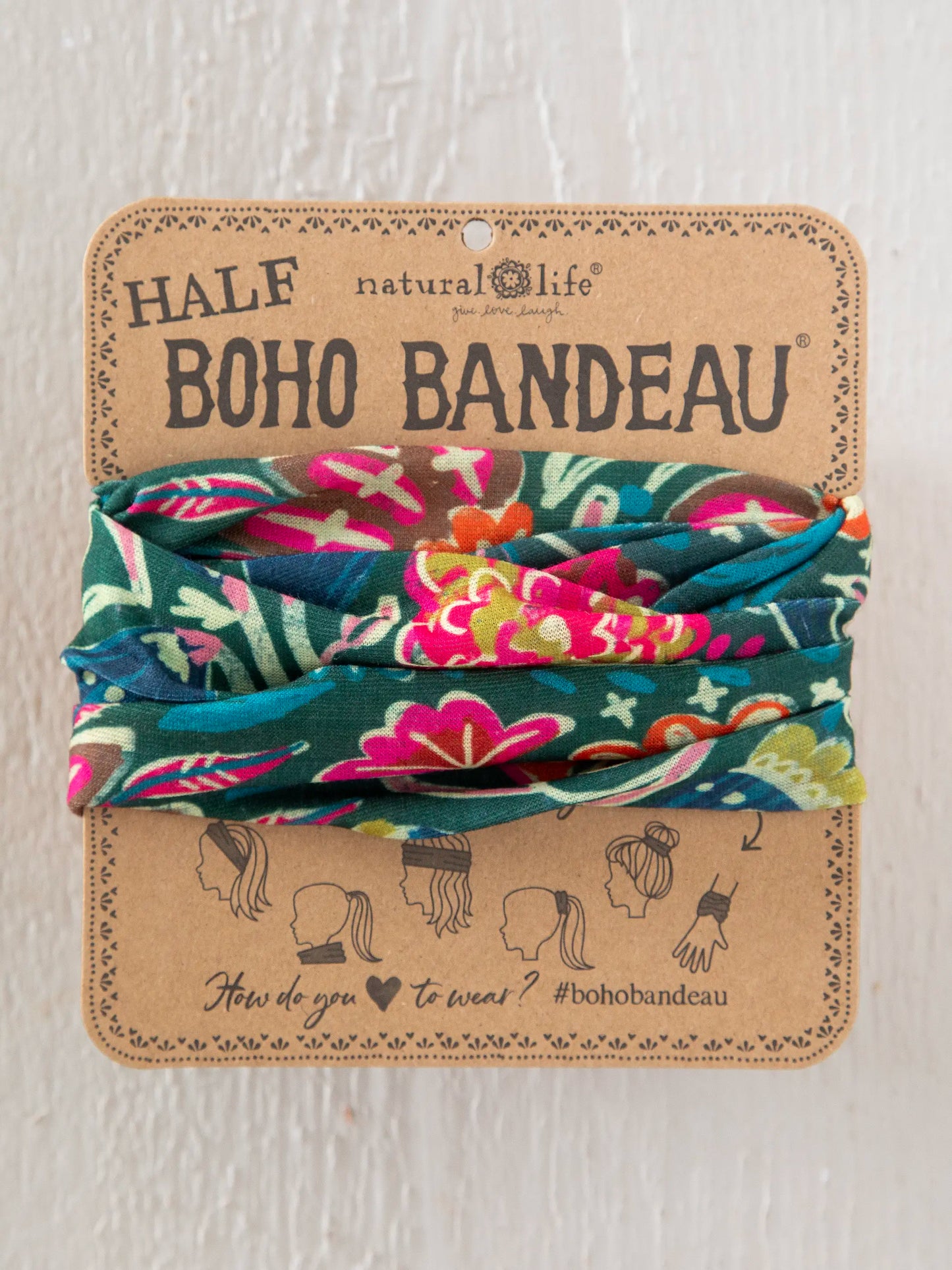 Half Boho Bandeau® Headband - Green Painterly Vines