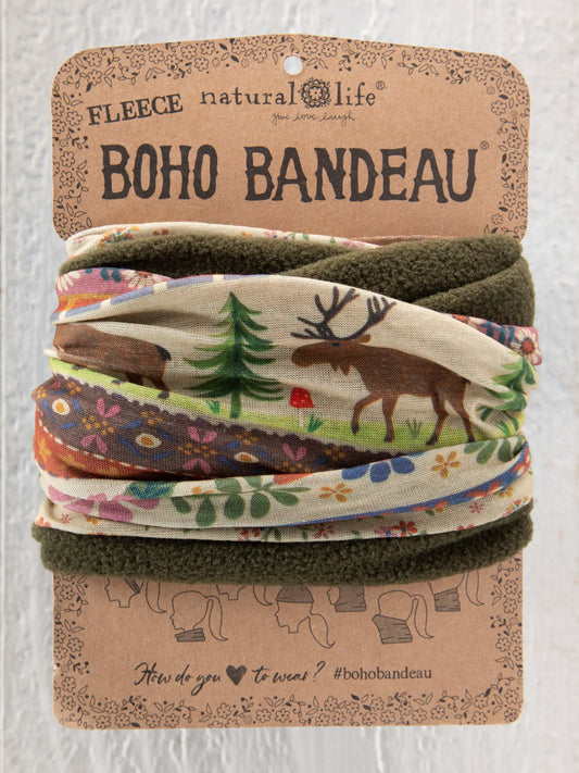Fleece Boho Bandeau® Headband - Moose Borders