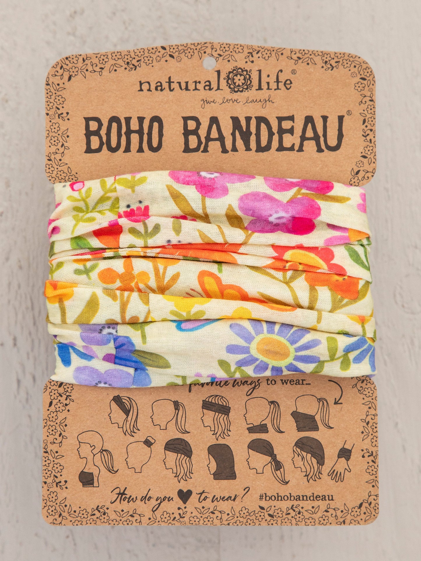 Full Boho Bandeau® Headband - Rainbow Flowers
