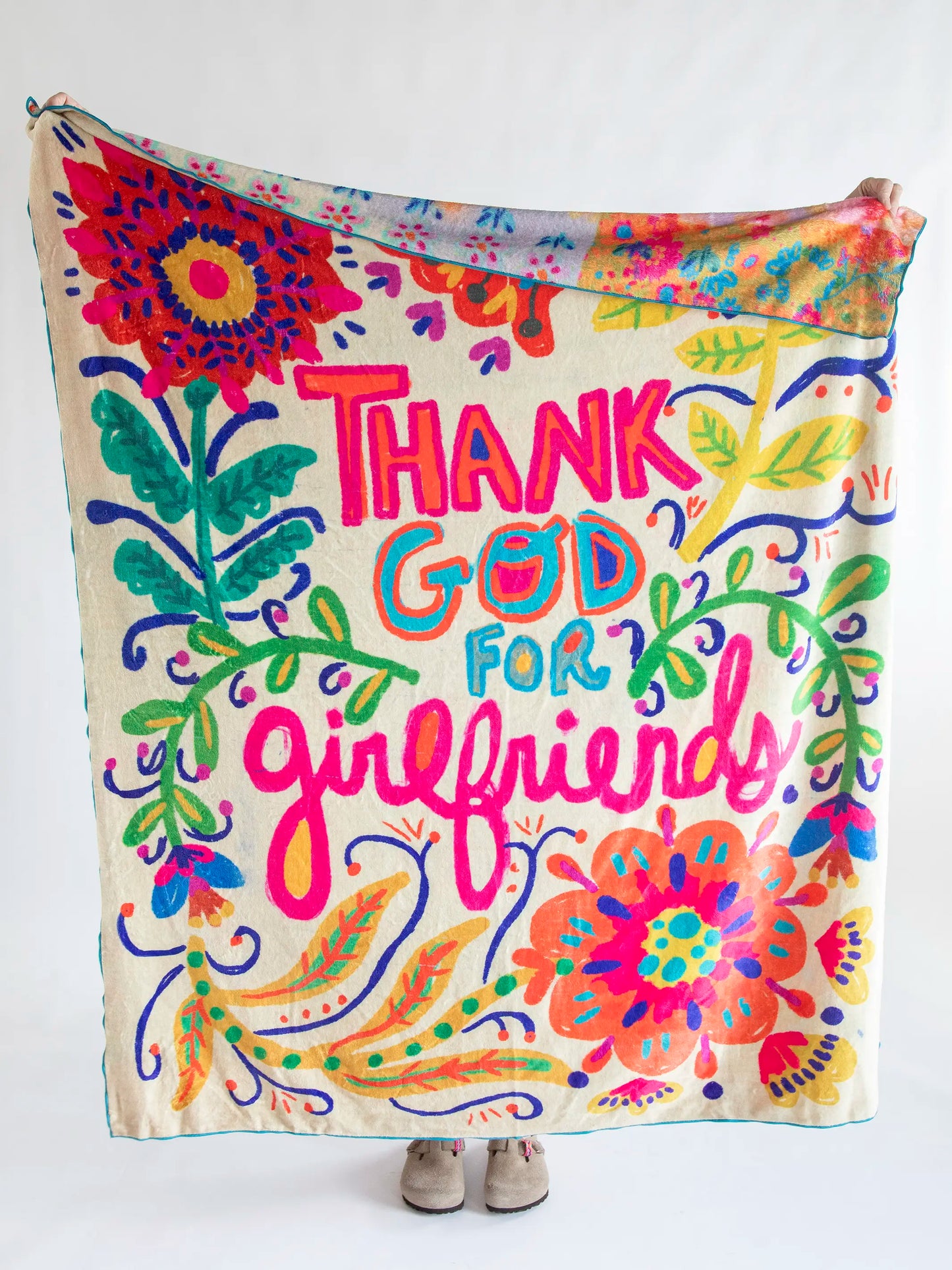 Double-Sided Cozy Throw Blanket - Thank God For Girlfriends