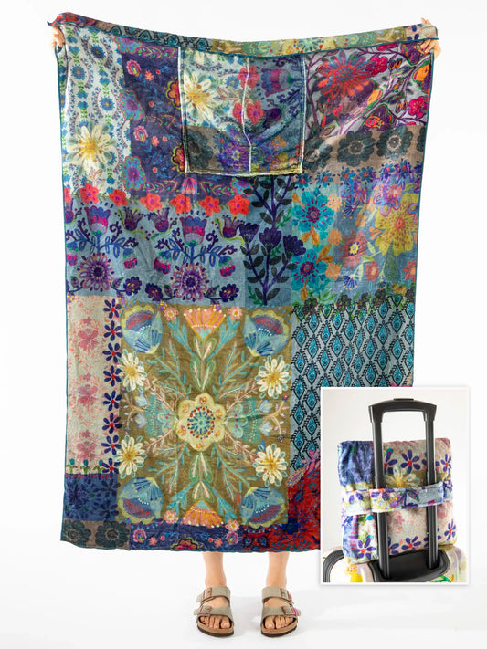 Cozy Car & Travel Blanket - Blue Patchwork