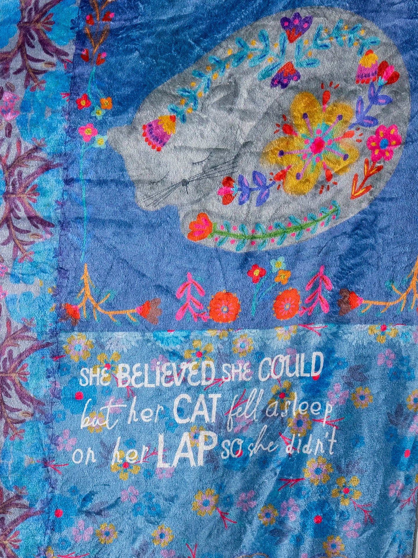 Double-Sided Cozy Throw Blanket - Teal Cat