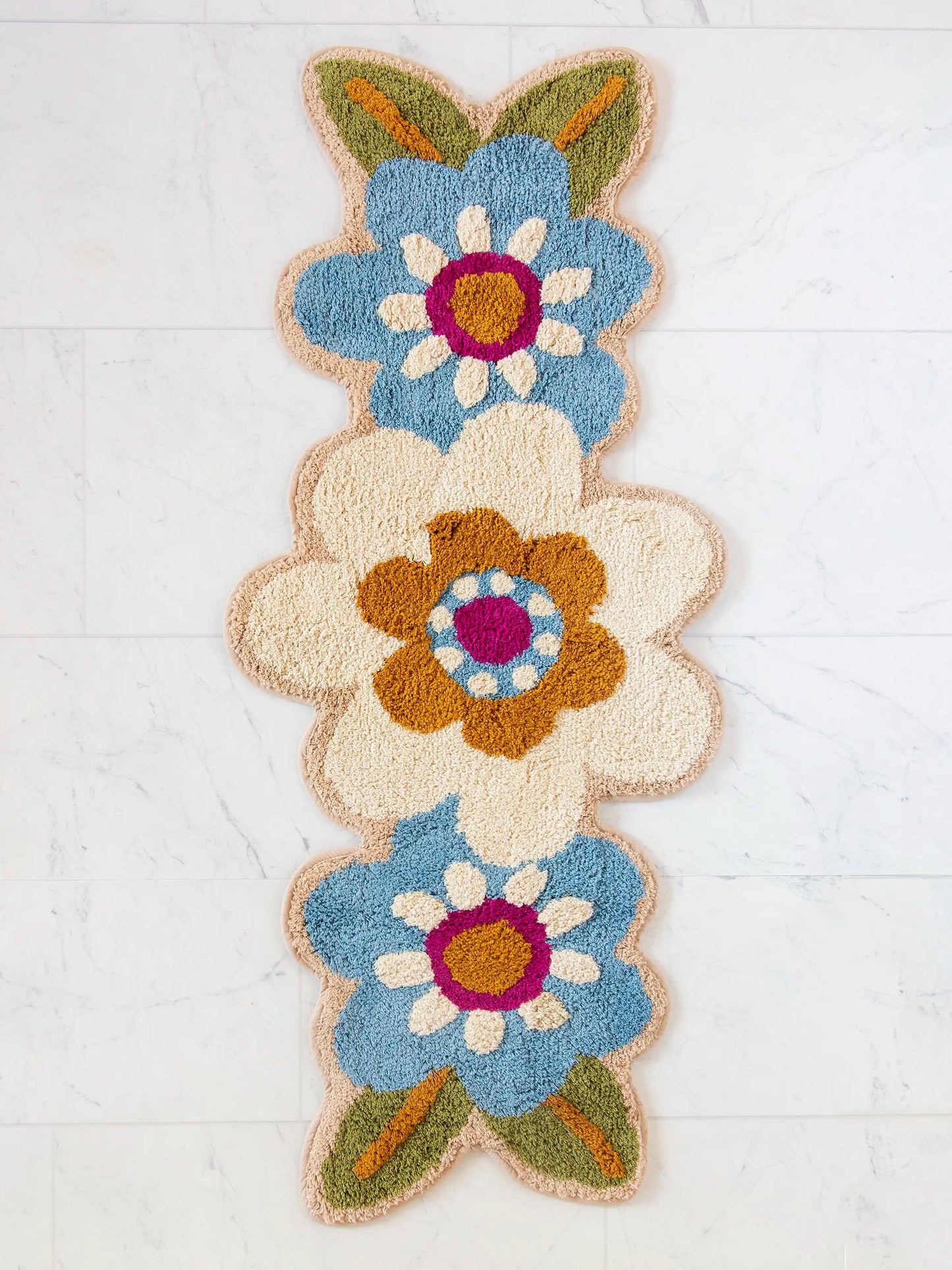 Tufted Runner Bath Mat - Cream Flower