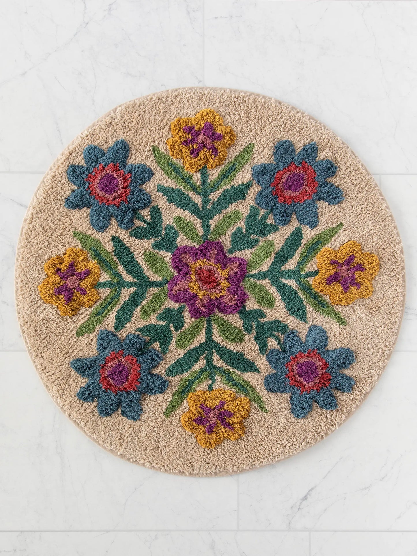 Tufted Cotton Bath Mat - Taupe Flower