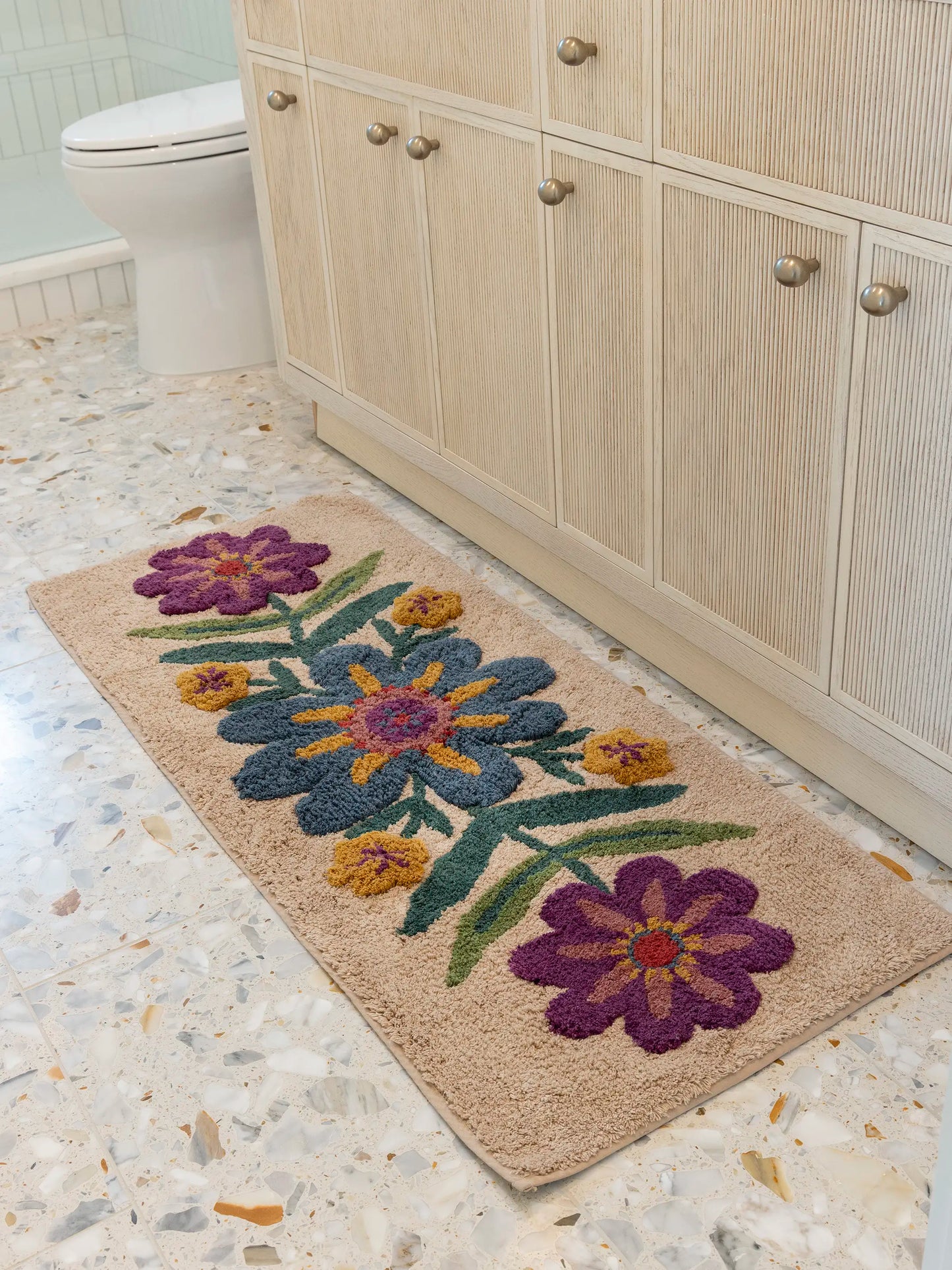 Tufted Runner Bath Mat - Taupe Flower