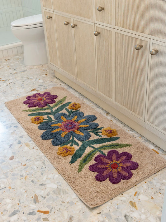 Tufted Runner Bath Mat - Taupe Flower