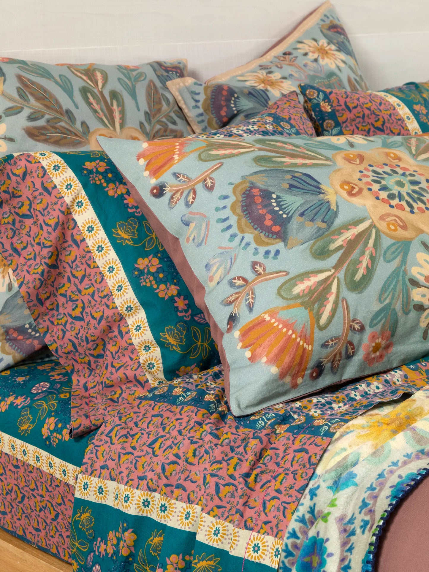 Catalina Cotton Shams, Set of 2 - Blue Mandala