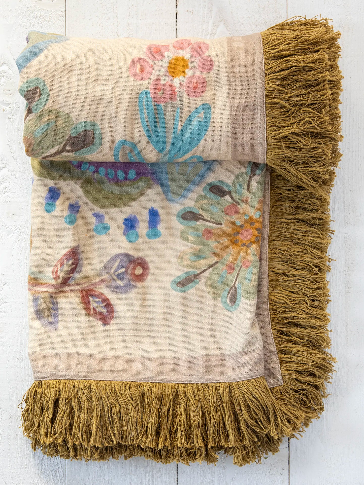 Boho Fringe Bedspread - Cream Mandala