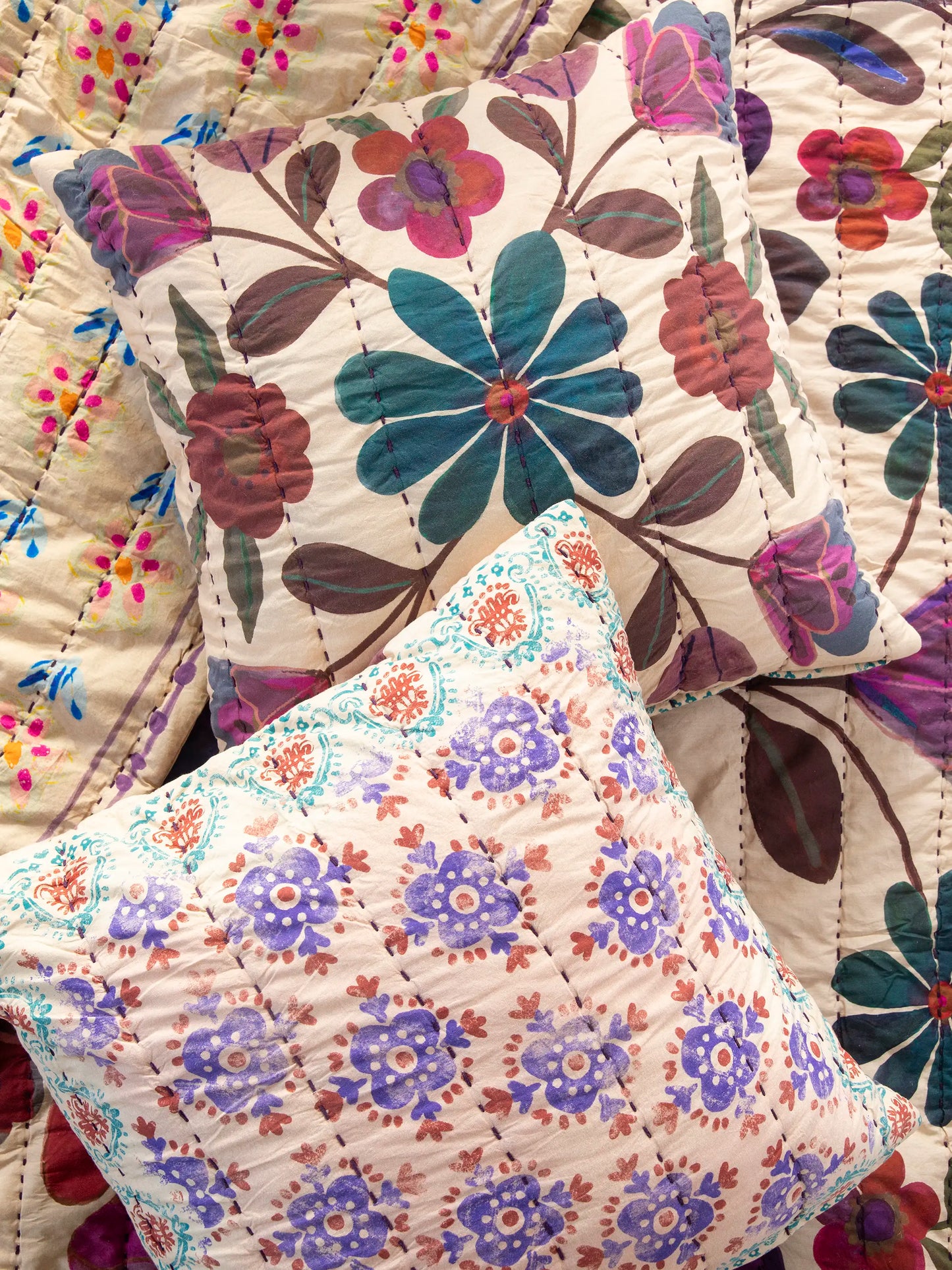 Bungalow Reversible Cotton Euro Sham - Jewel Garden