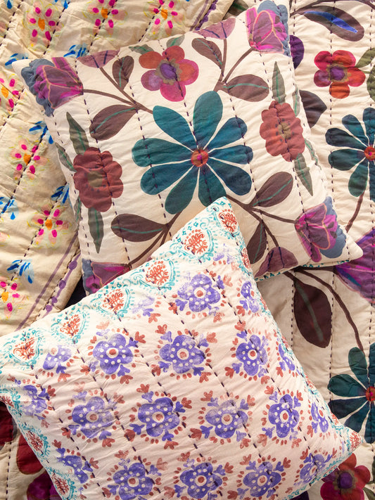 Bungalow Reversible Cotton Euro Sham - Jewel Garden