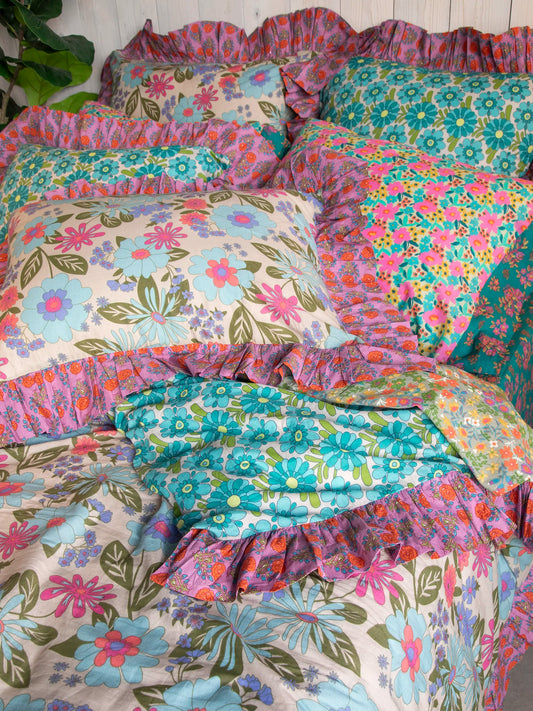 So Soft Cotton Reversible Duvet Cover - Retro Blooms