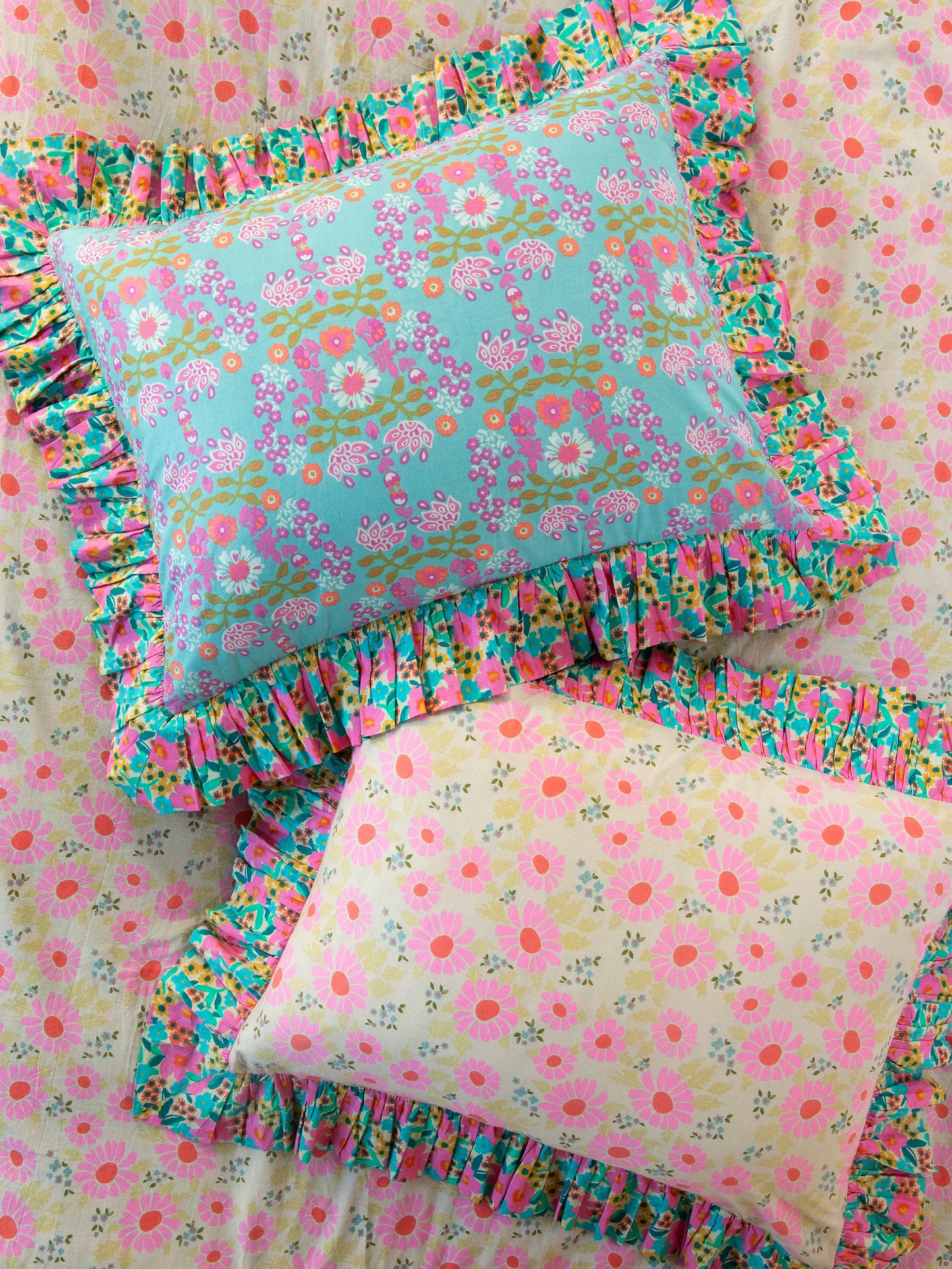 So Soft Cotton Reversible Shams, Set of 2 - Meadow Magic