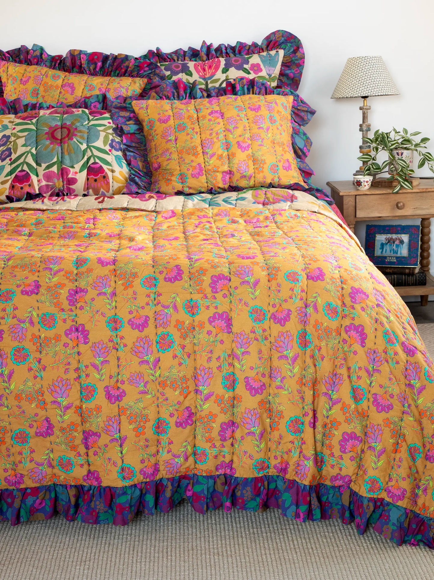 Bungalow Reversible Cotton Quilt - Boho Floral