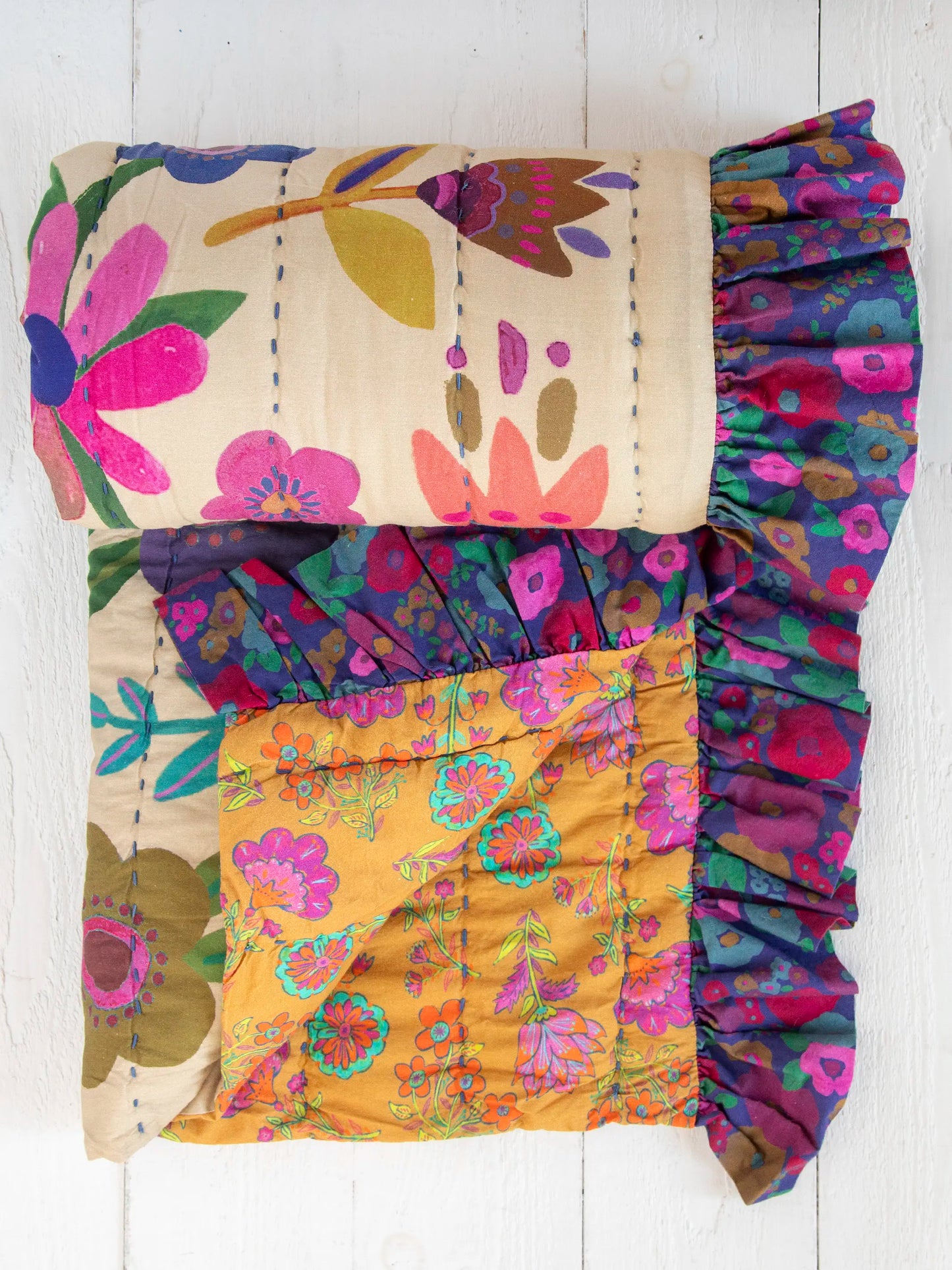 Bungalow Reversible Cotton Quilt - Boho Floral