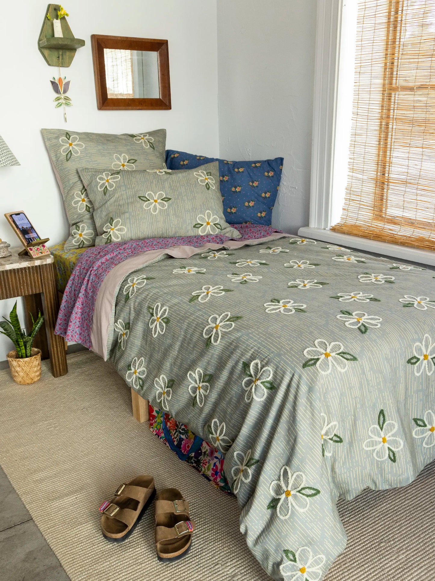 Catalina Cotton Duvet Cover - Daisy Stripe