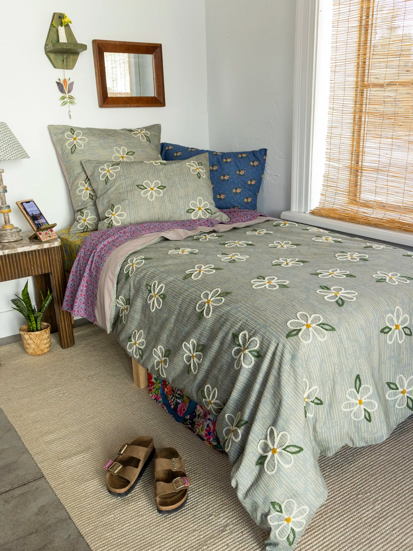 Catalina Cotton Euro Sham - Daisy Stripe