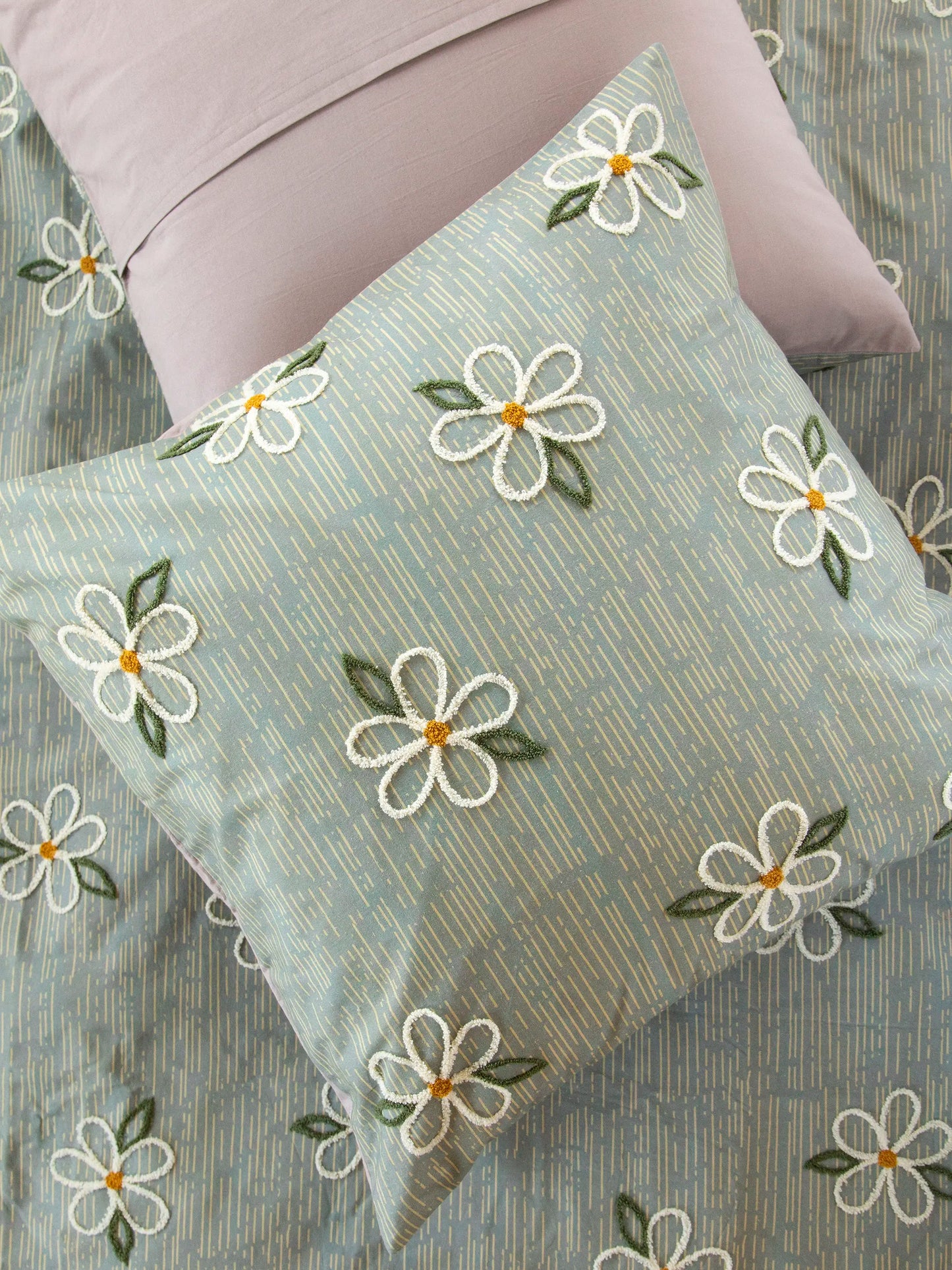 Catalina Cotton Euro Sham - Daisy Stripe