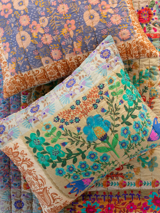 Bungalow Reversible Cotton Shams, Set of 2 - Mandala Folk Patchwork