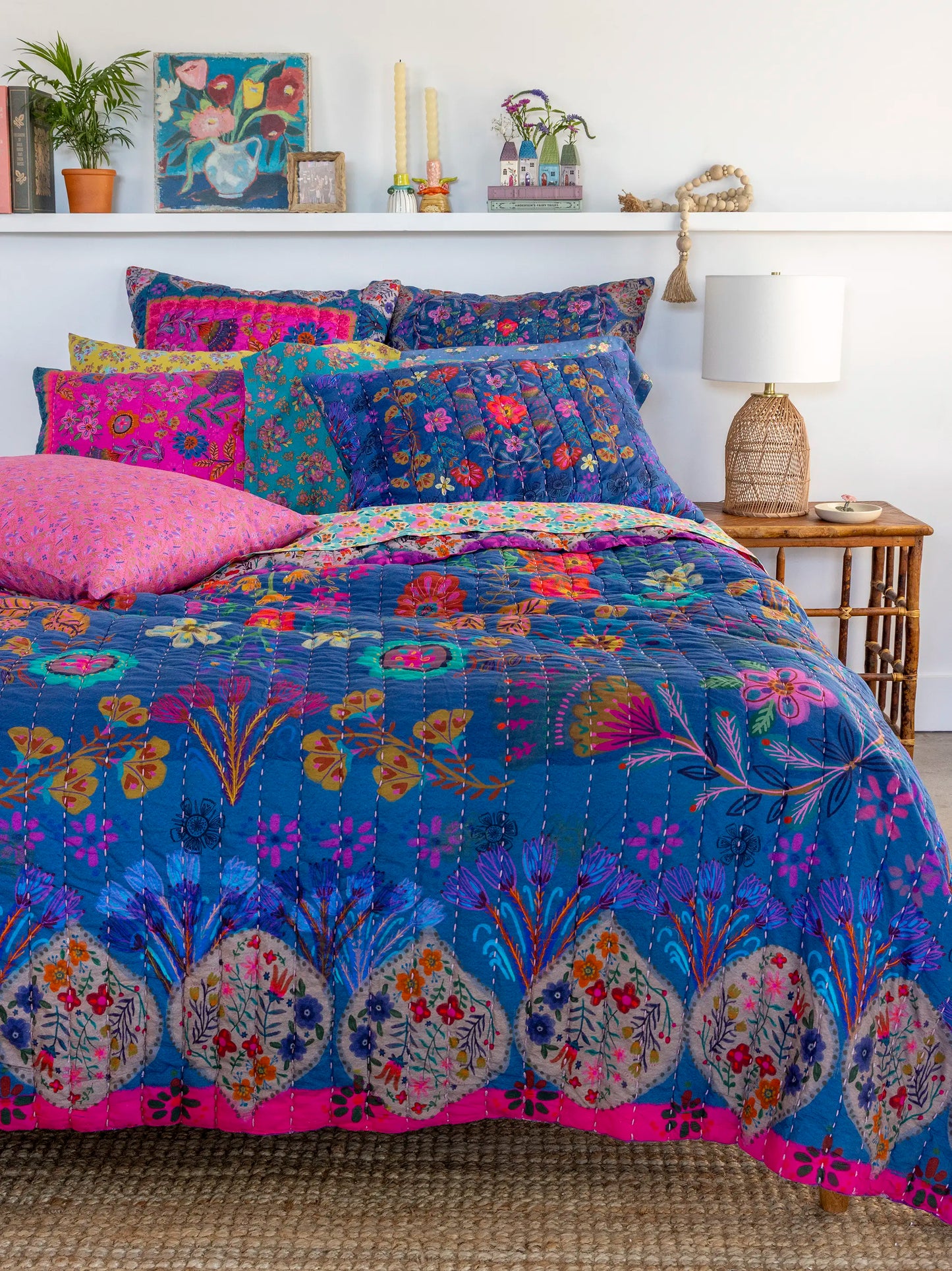 Bungalow Reversible Cotton Shams, Set of 2 - Magic Folk Garden