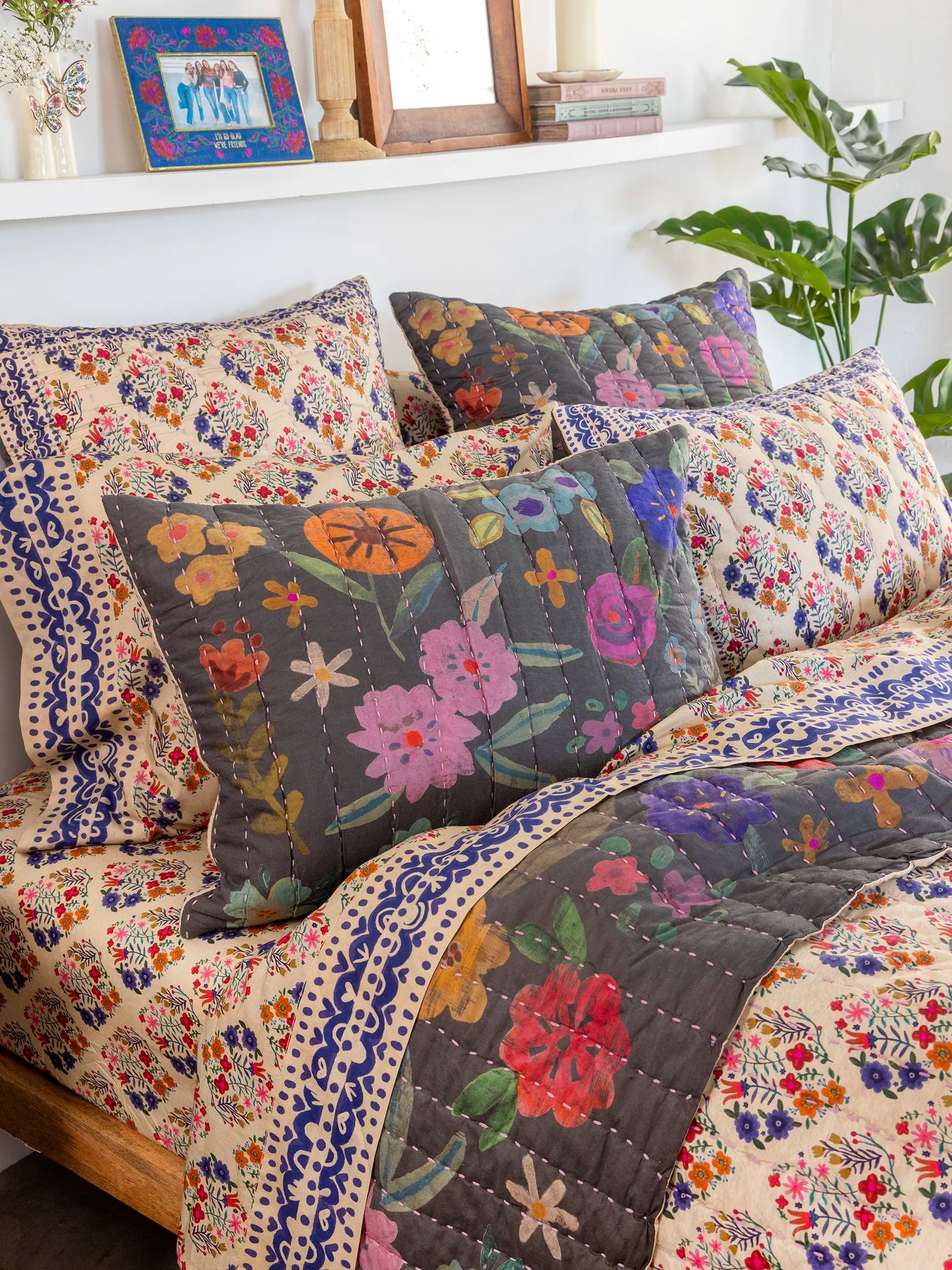 Bungalow Reversible Cotton Euro Sham - Boho Wildflower