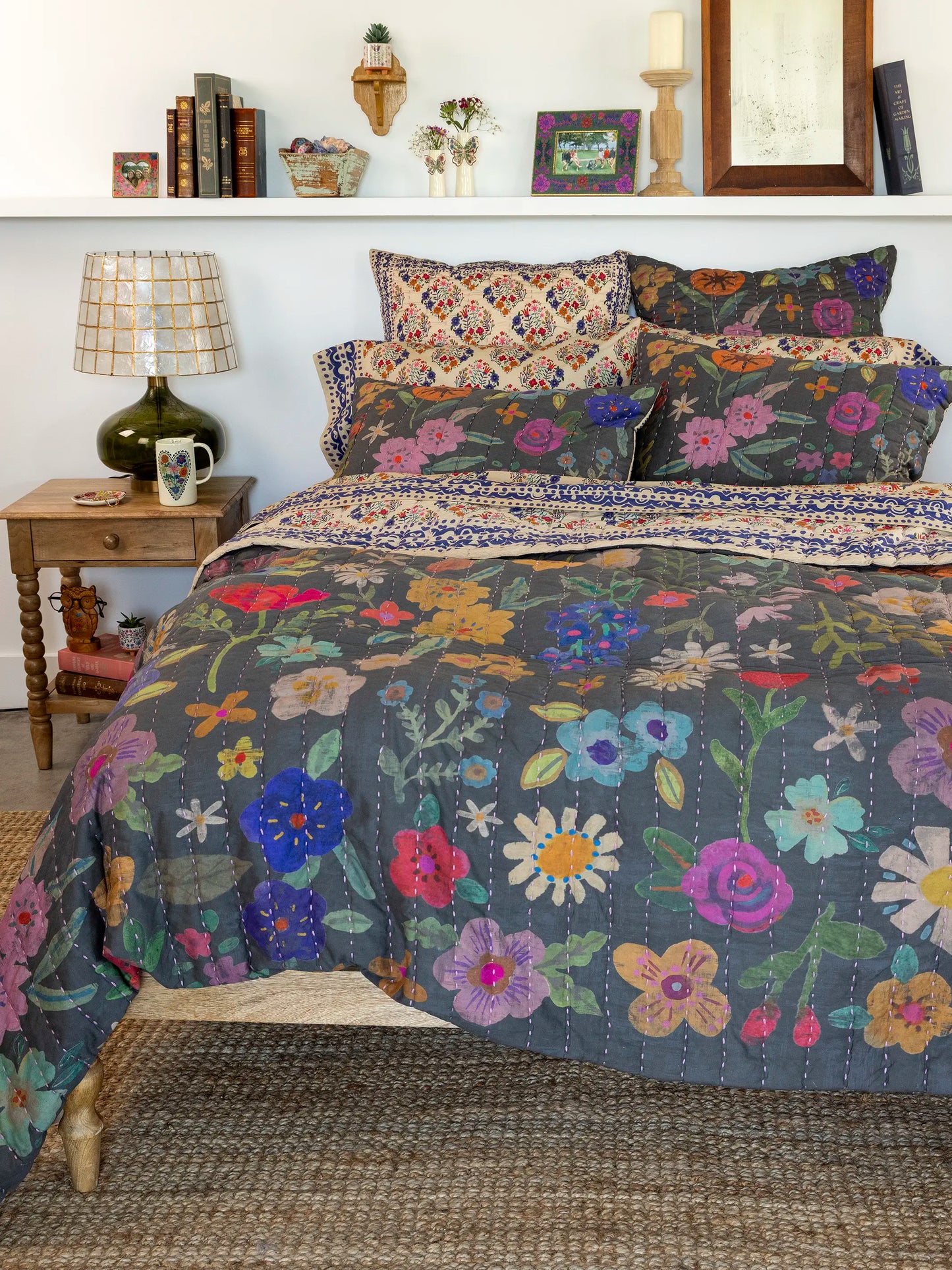 Bungalow Reversible Cotton Shams, Set of 2 - Boho Wildflower