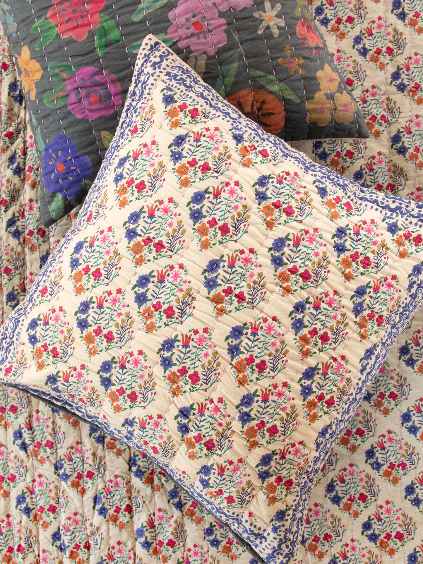 Bungalow Reversible Cotton Euro Sham - Boho Wildflower