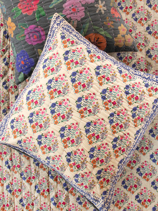Bungalow Reversible Cotton Euro Sham - Boho Wildflower