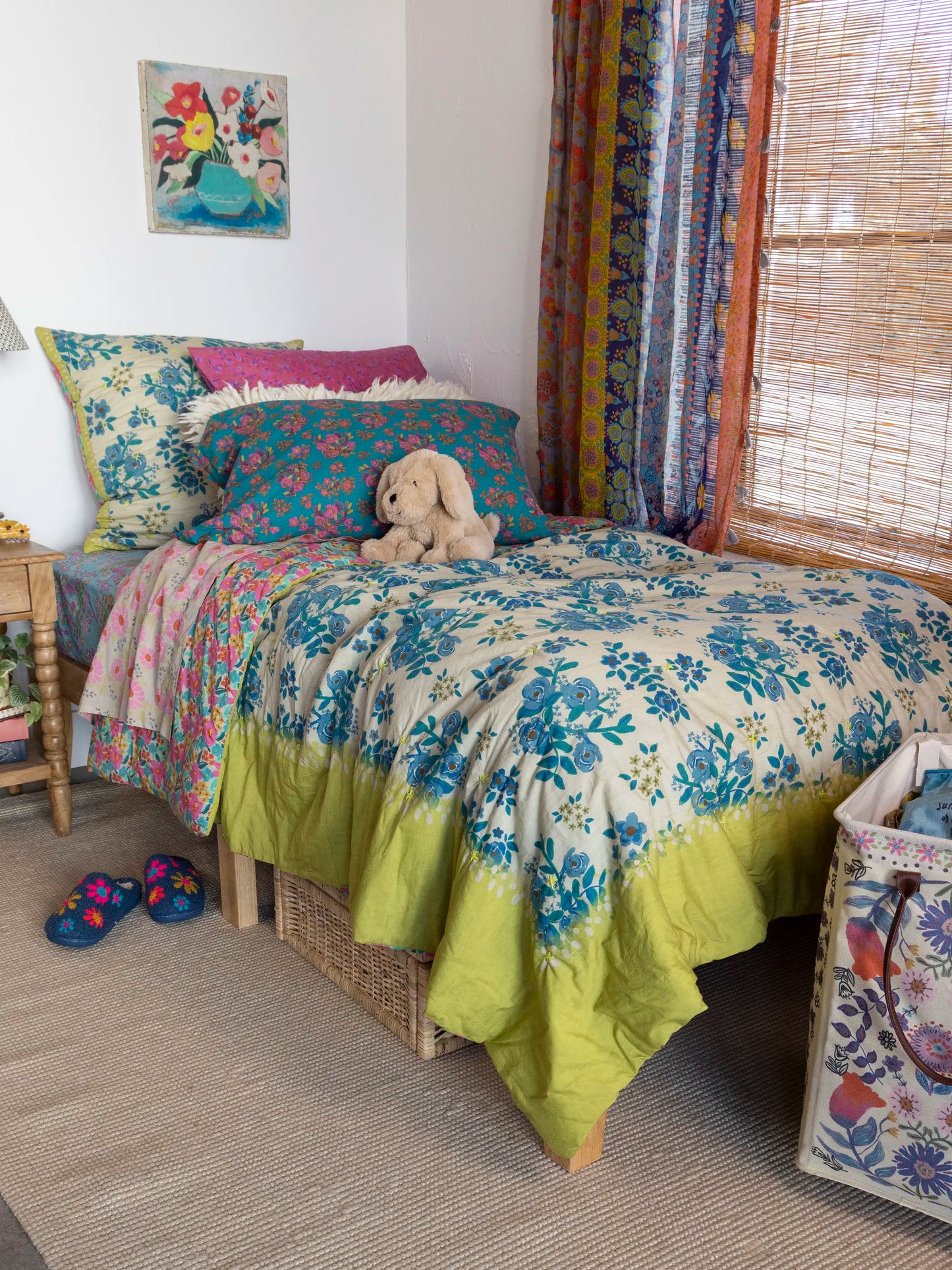 Bungalow Reversible Cotton Shams, Set of 2 - Wildflower Pop