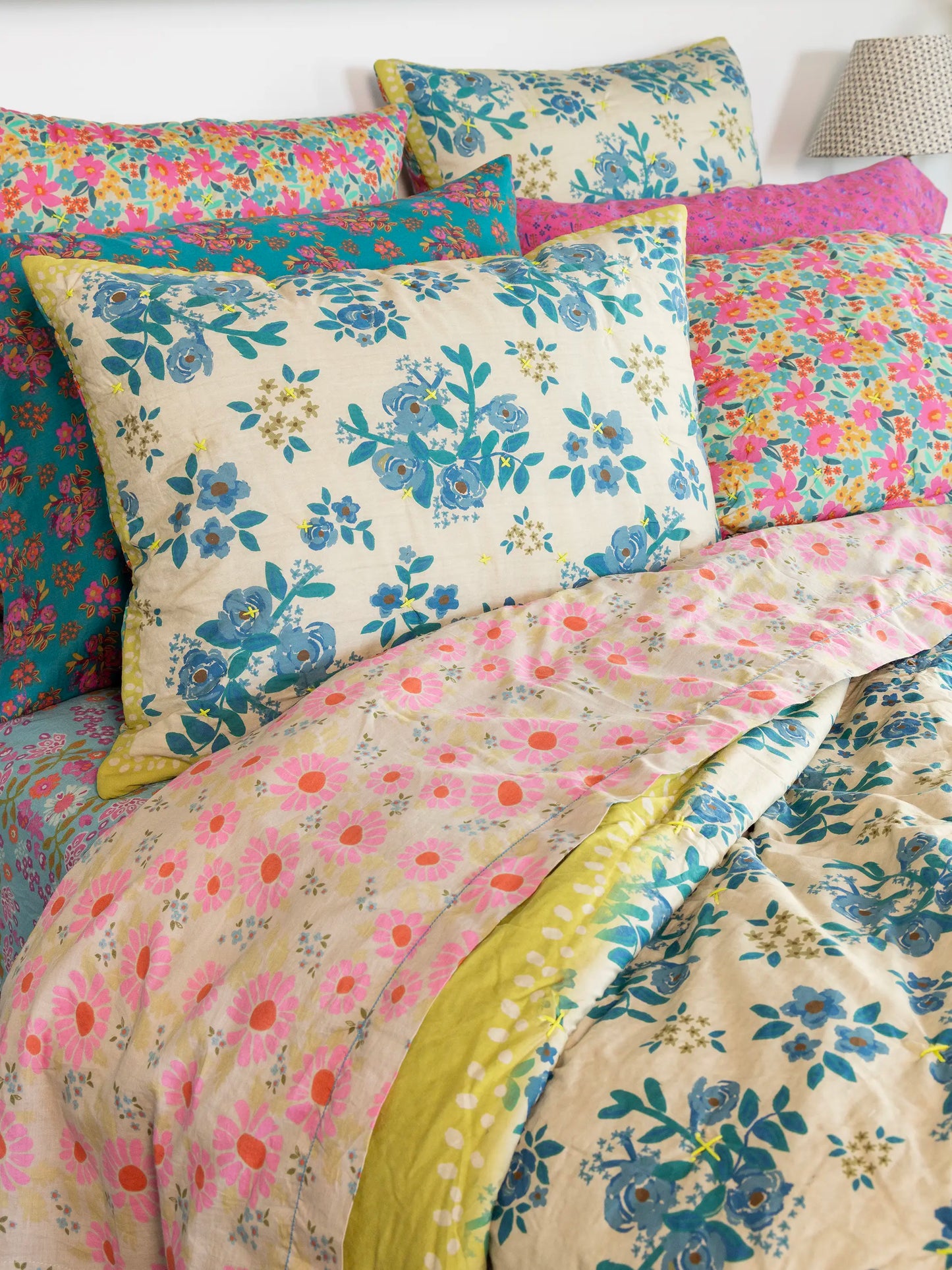 Bungalow Reversible Cotton Quilt - Wildflower Pop