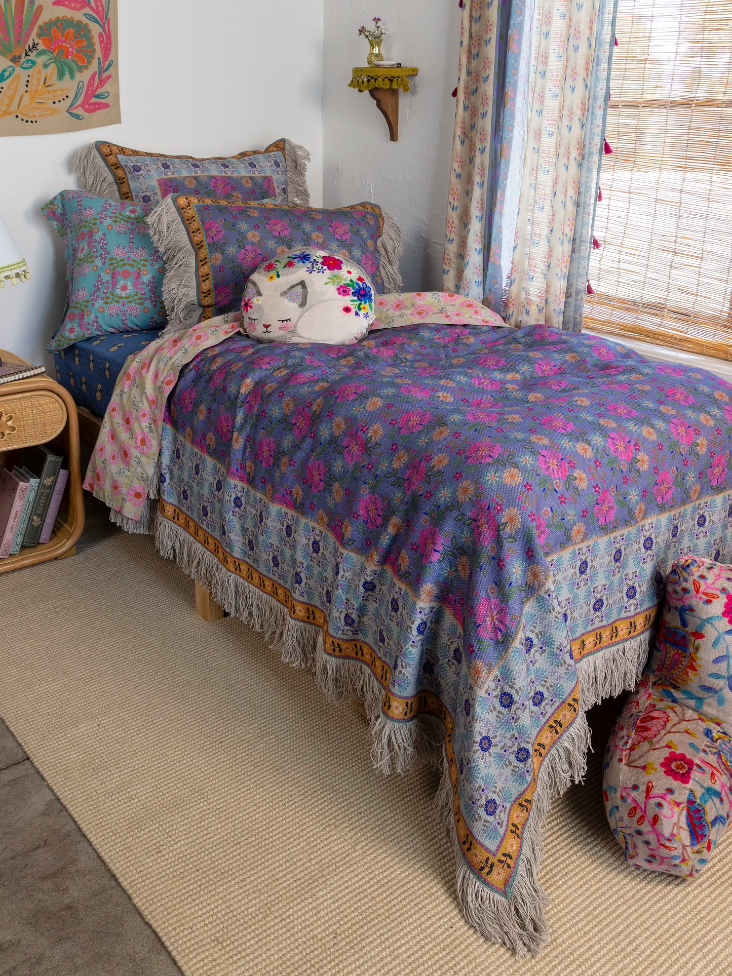 Boho Fringe Shams, Set of 2 - Meadow Tapestry