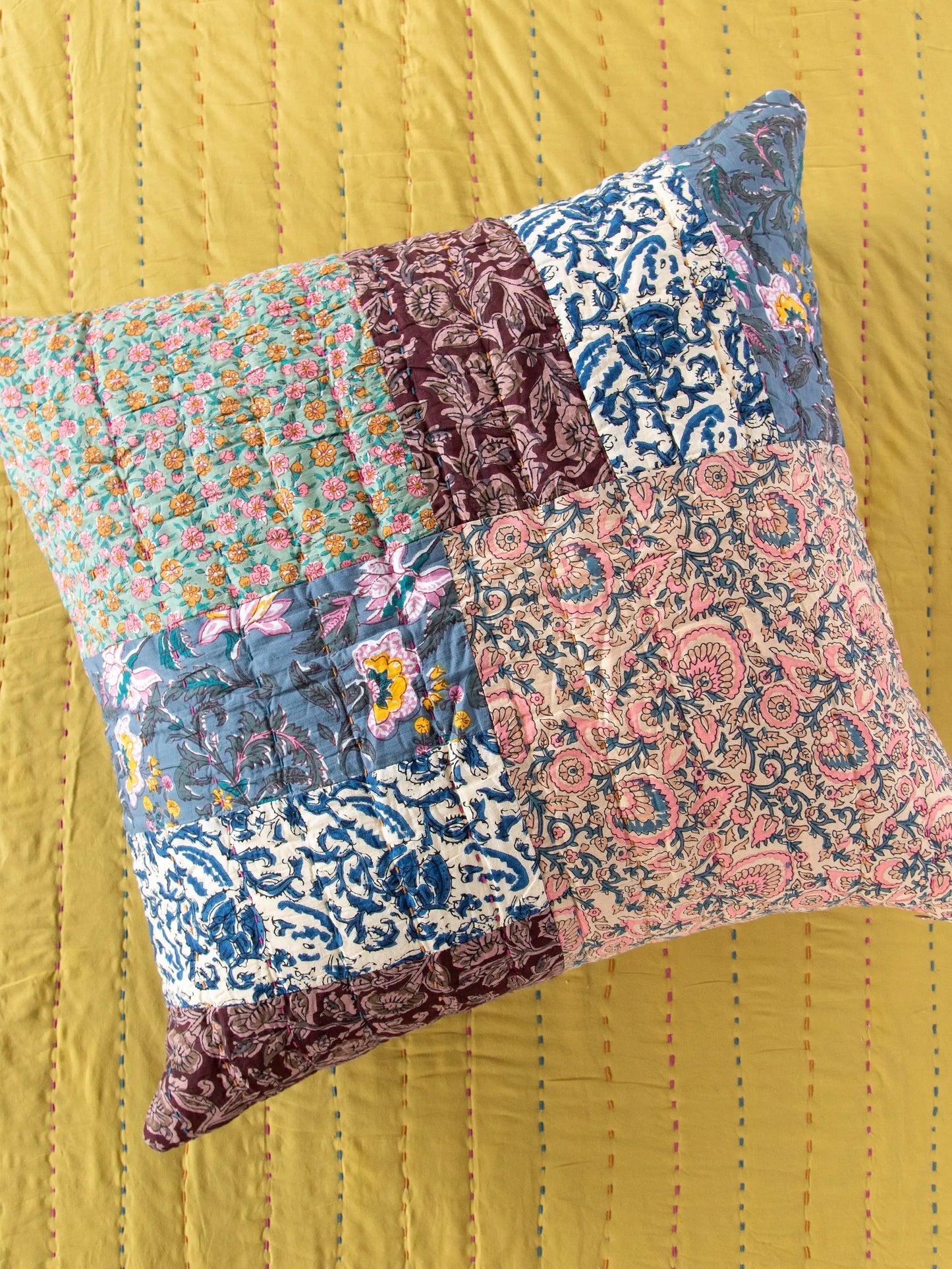 Patchwork Euro Sham - Block Print