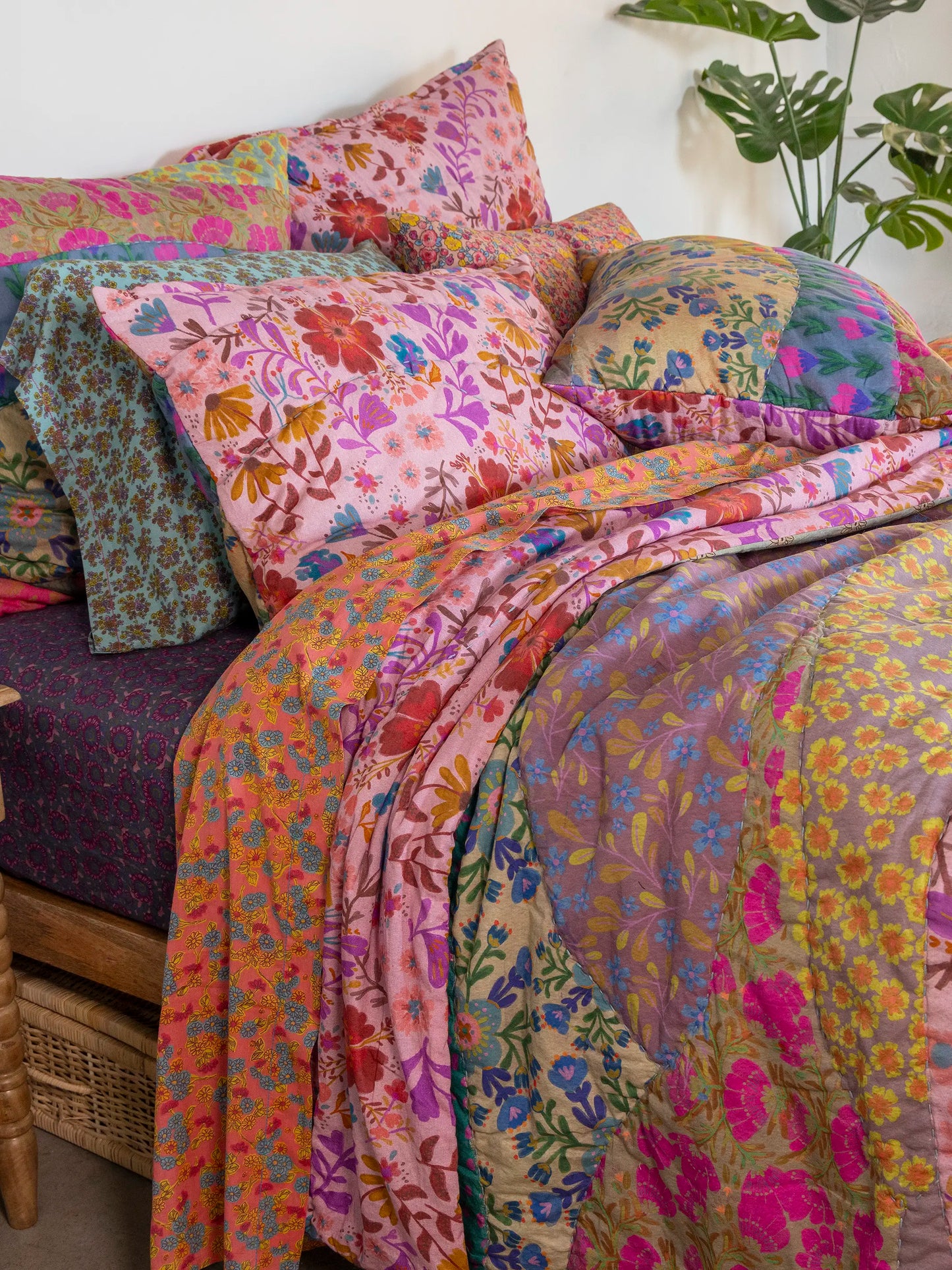 Bungalow Reversible Cotton Quilt - Garden Waves