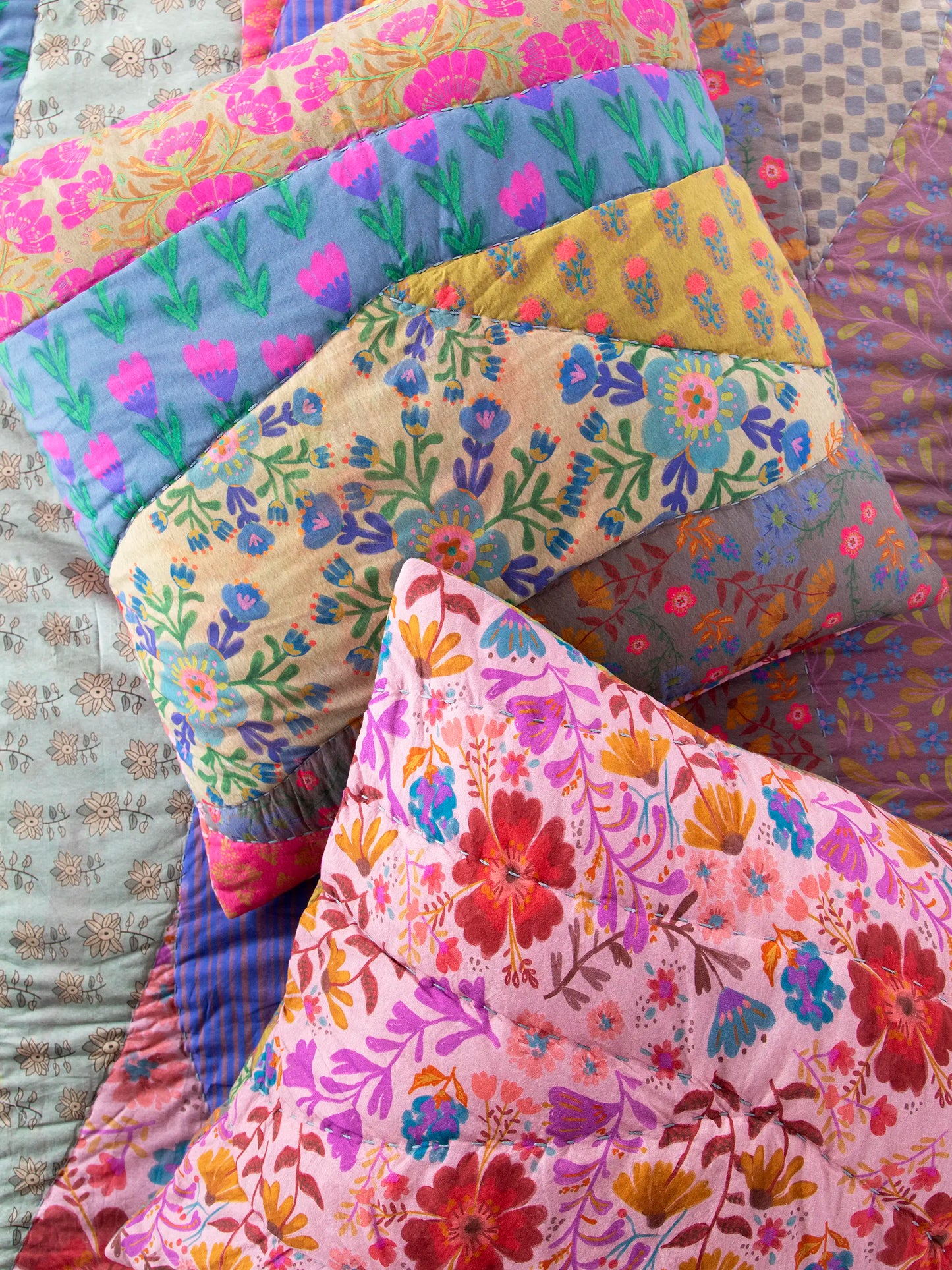 Bungalow Reversible Cotton Euro Sham - Garden Waves