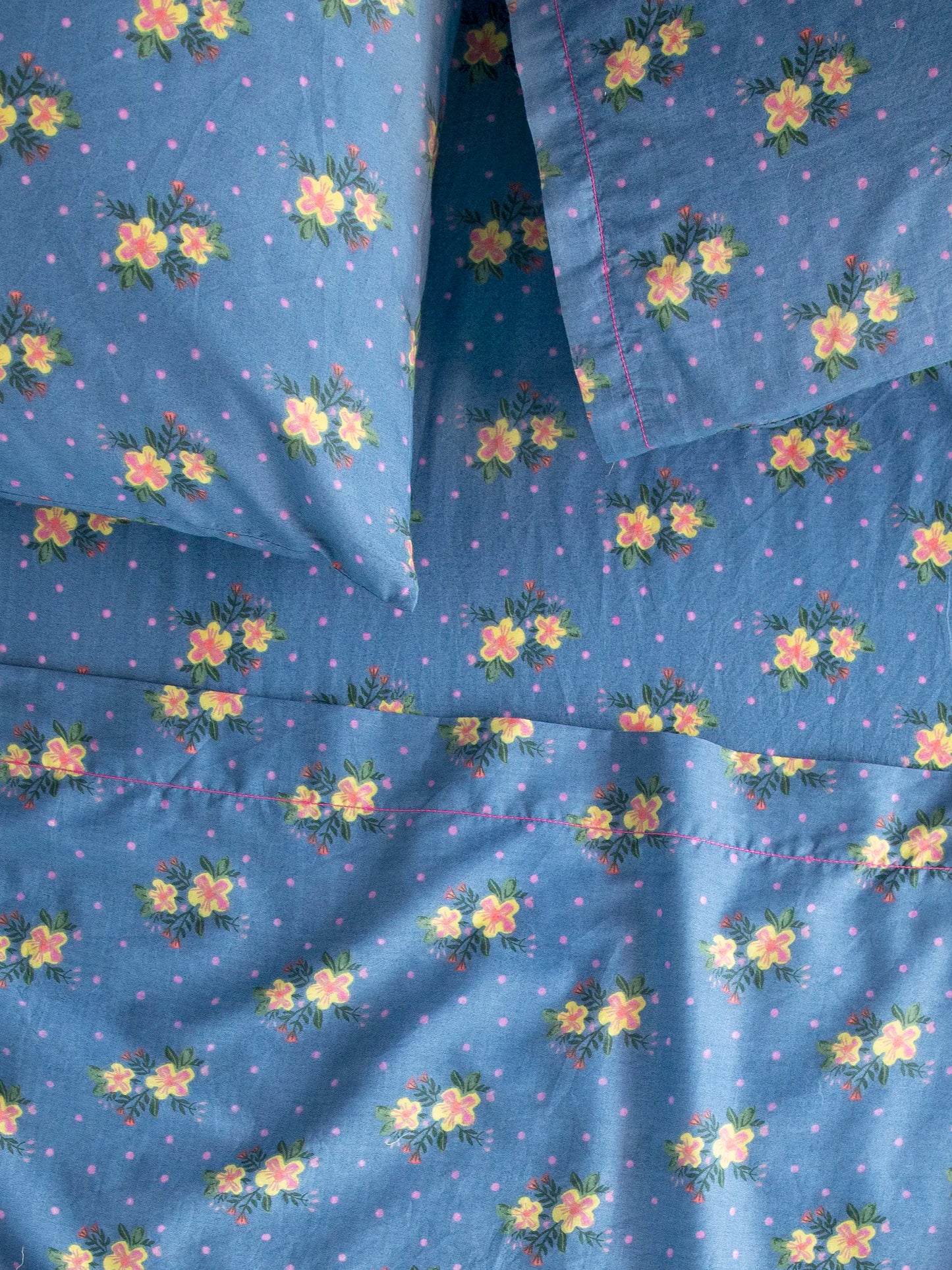 Mix & Match Cotton Pillowcase, Single - Blue Nora