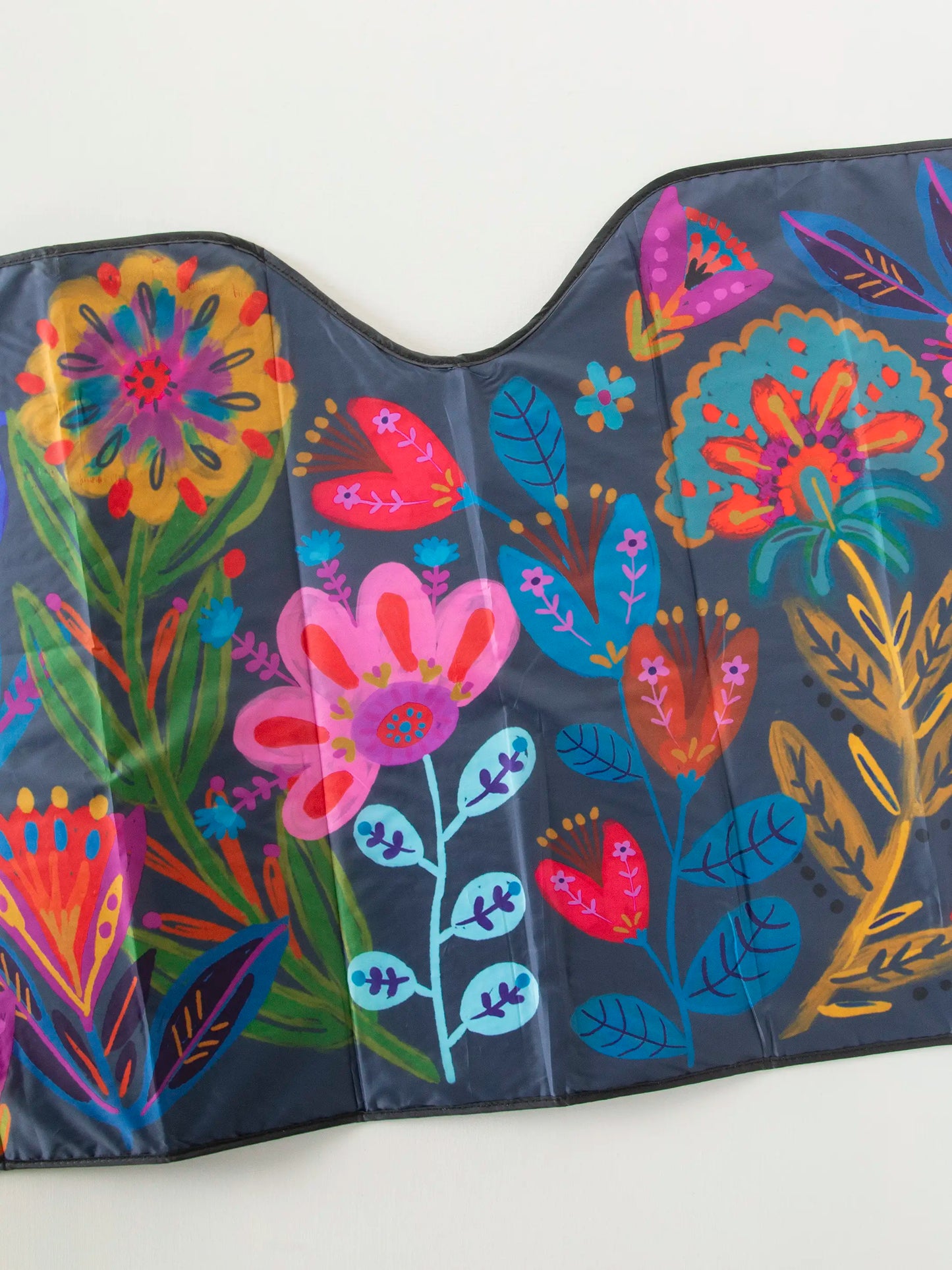 Car Sun Shade - Navy Folk Flower