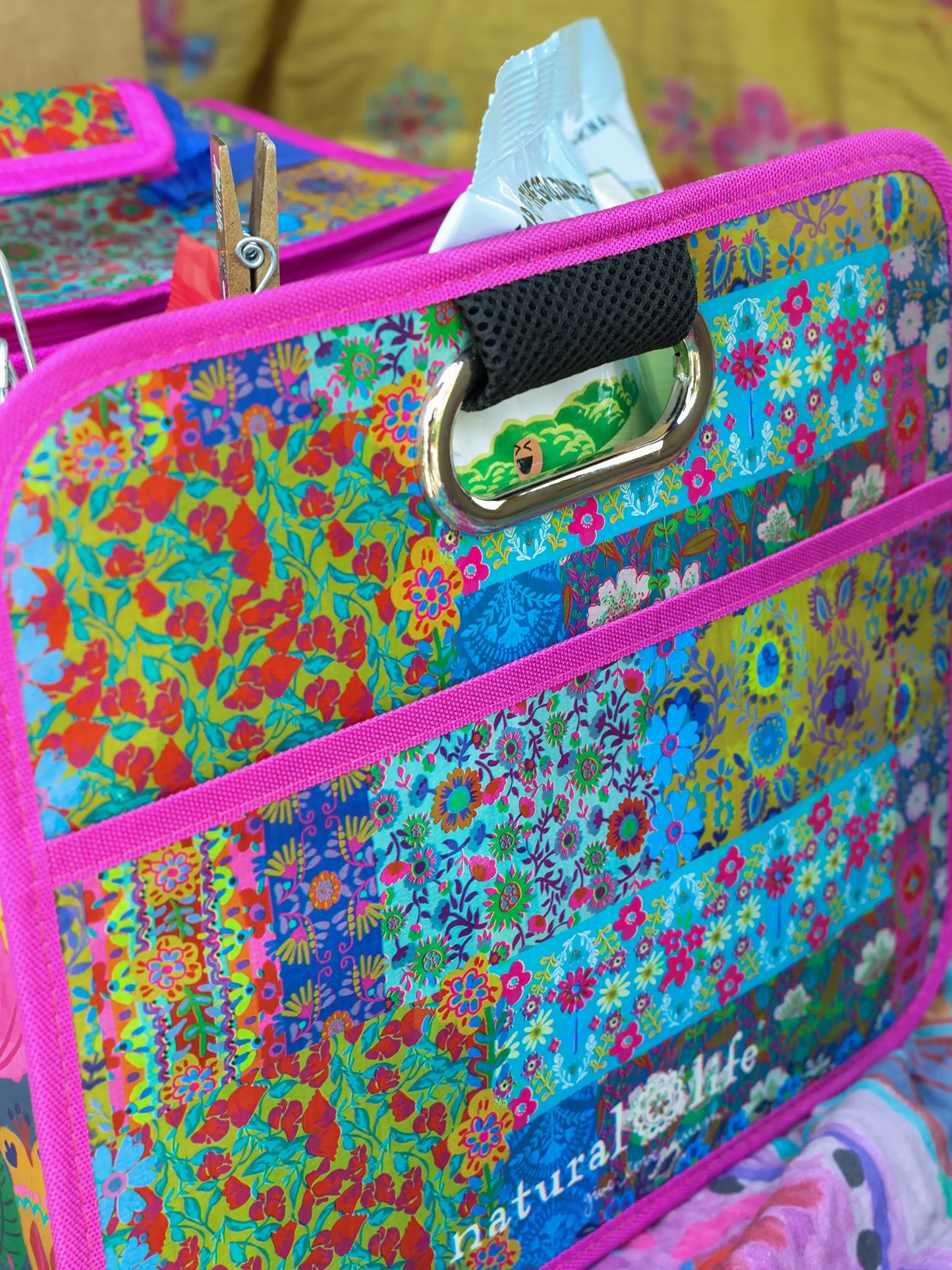 Car Trunk Organizer - Navy Folk Flower