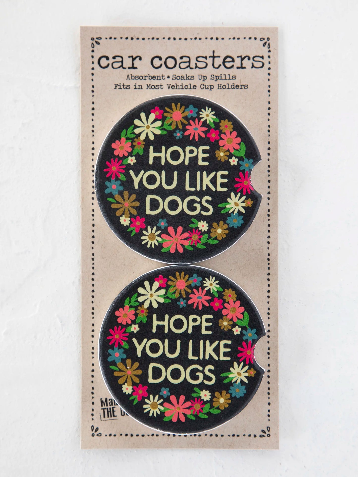 Car Coasters, Set of 2 - Hope You Like Dogs