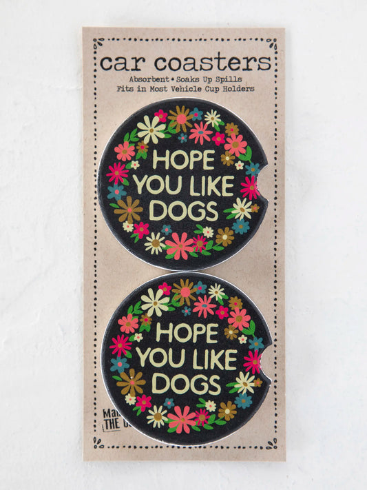 Car Coasters, Set of 2 - Hope You Like Dogs