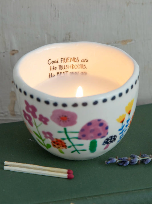 Secret Message Candle - Friends Are Like Mushrooms