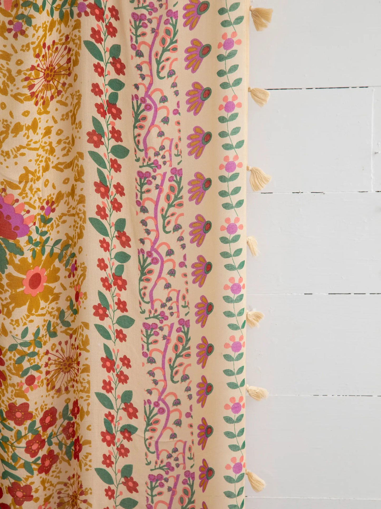 Printed Curtain Panel - Coral Jade Motif