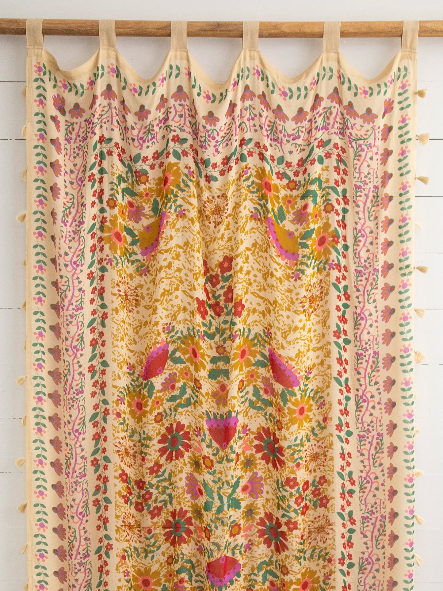 Printed Curtain Panel - Coral Jade Motif