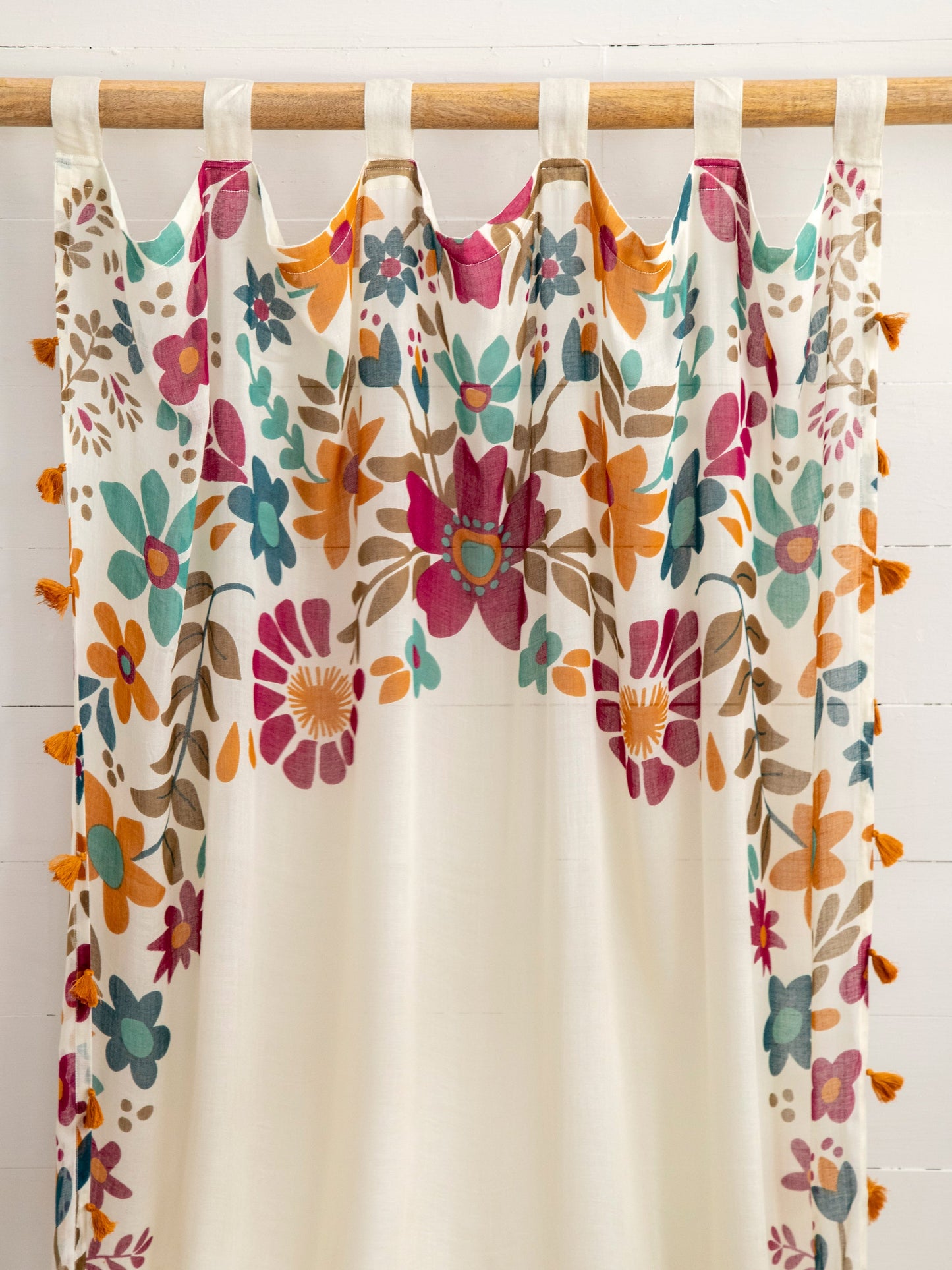 Printed Curtain Panel - Cream Floral