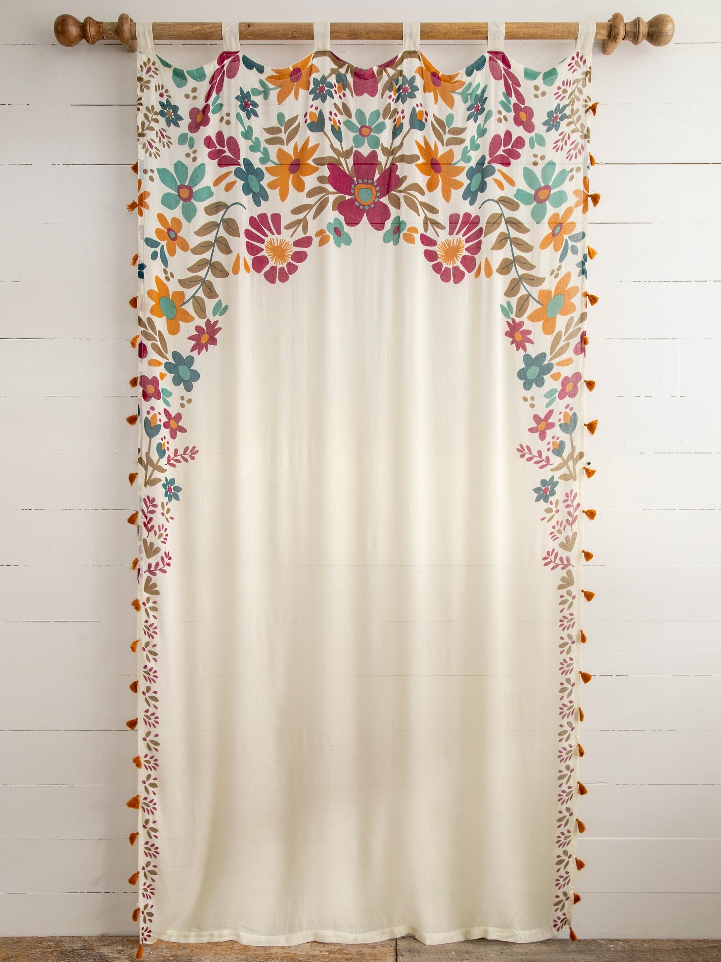 Printed Curtain Panel - Cream Floral
