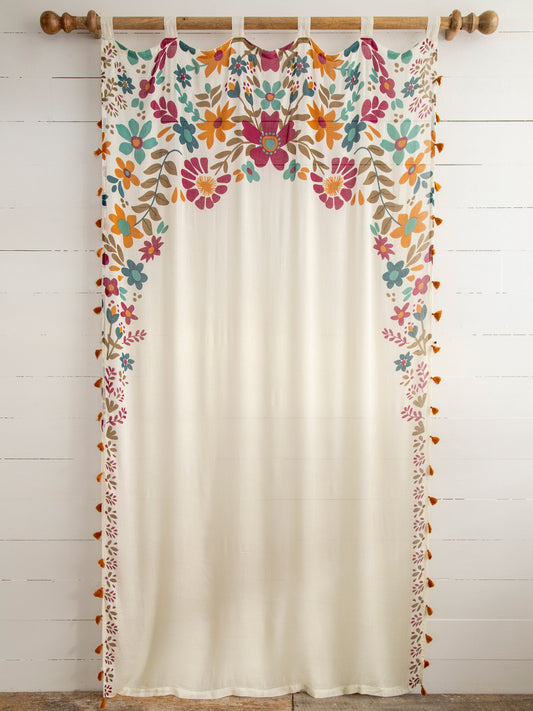 Printed Curtain Panel - Cream Floral