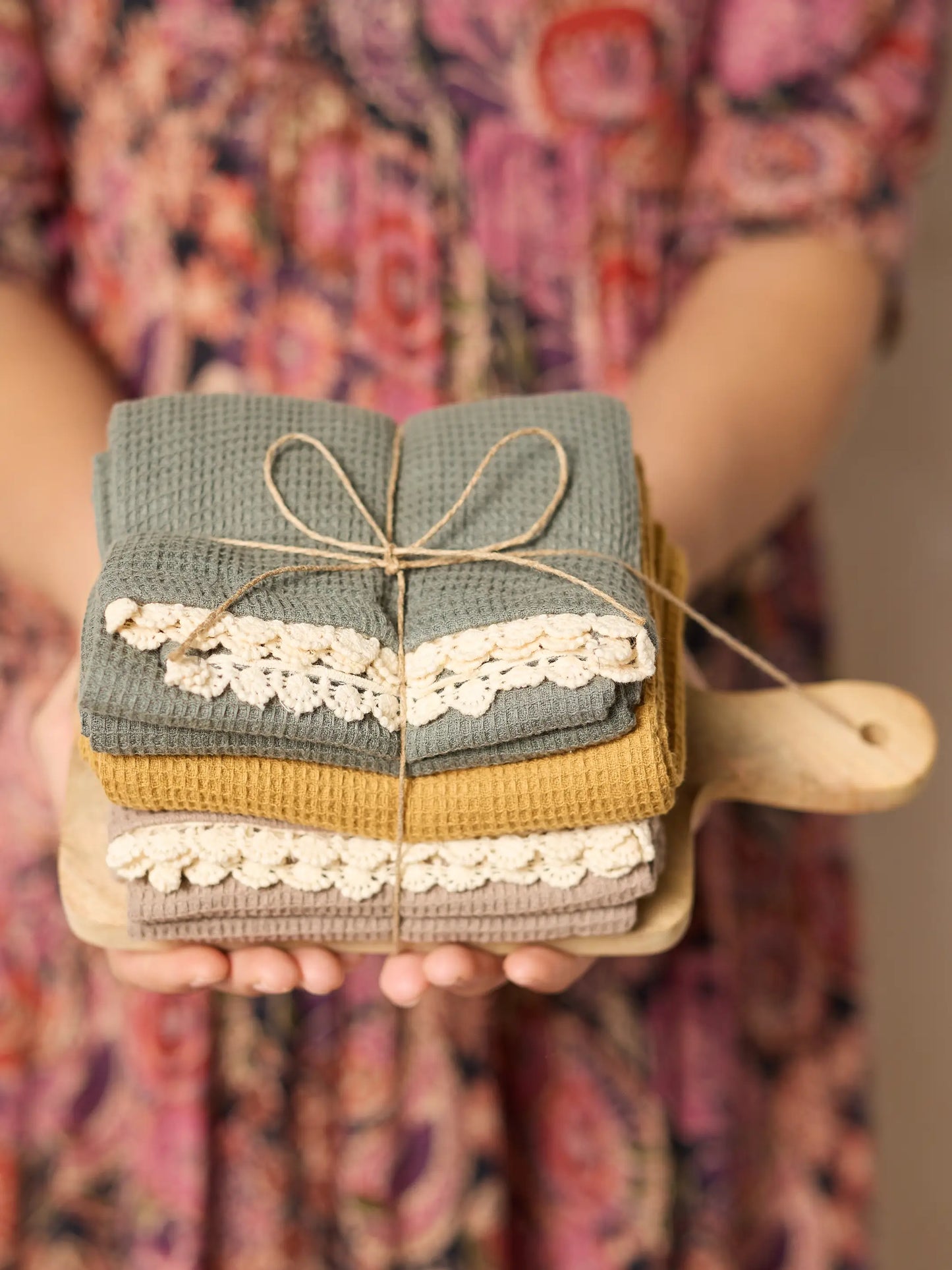 Cotton Tea Towel & Cheese Board Set