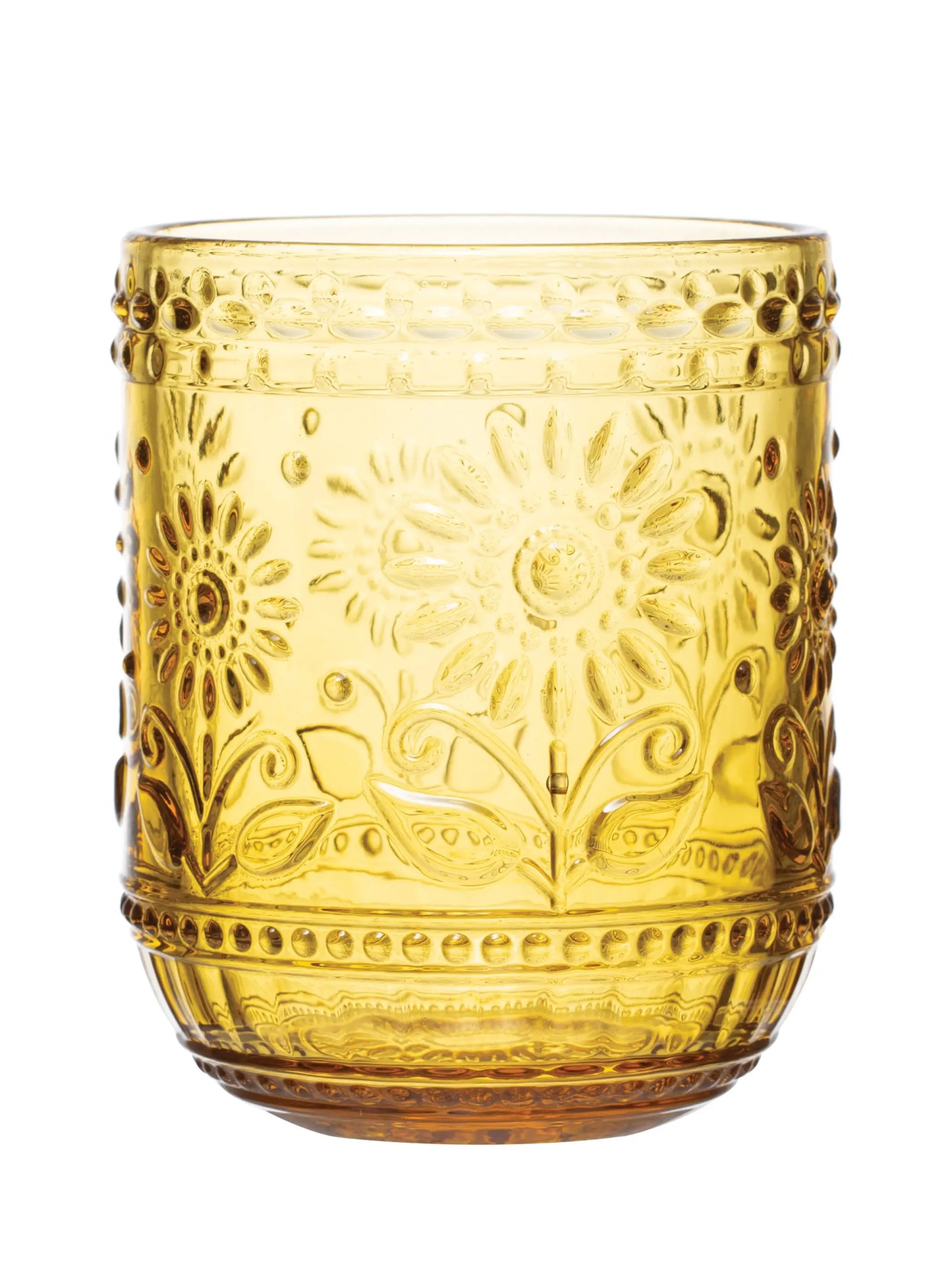 Embossed Amber Drinking Glass