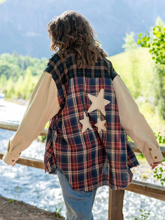 Carter Applique Flannel Shirt - Cream Star