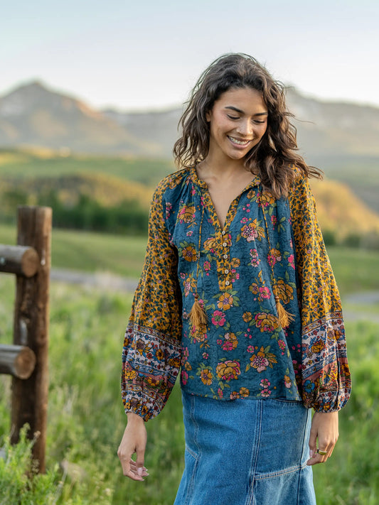 Camille Top - Riviera Batik Blue