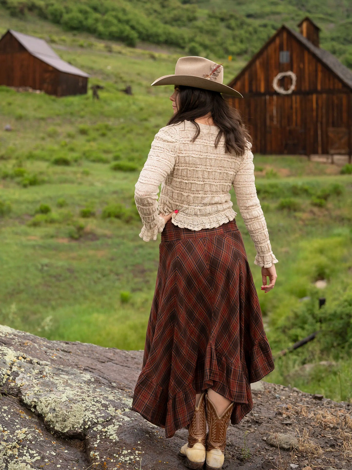 Feelin' Alive Convertible Midi Skirt - Rust Plaid Cotton