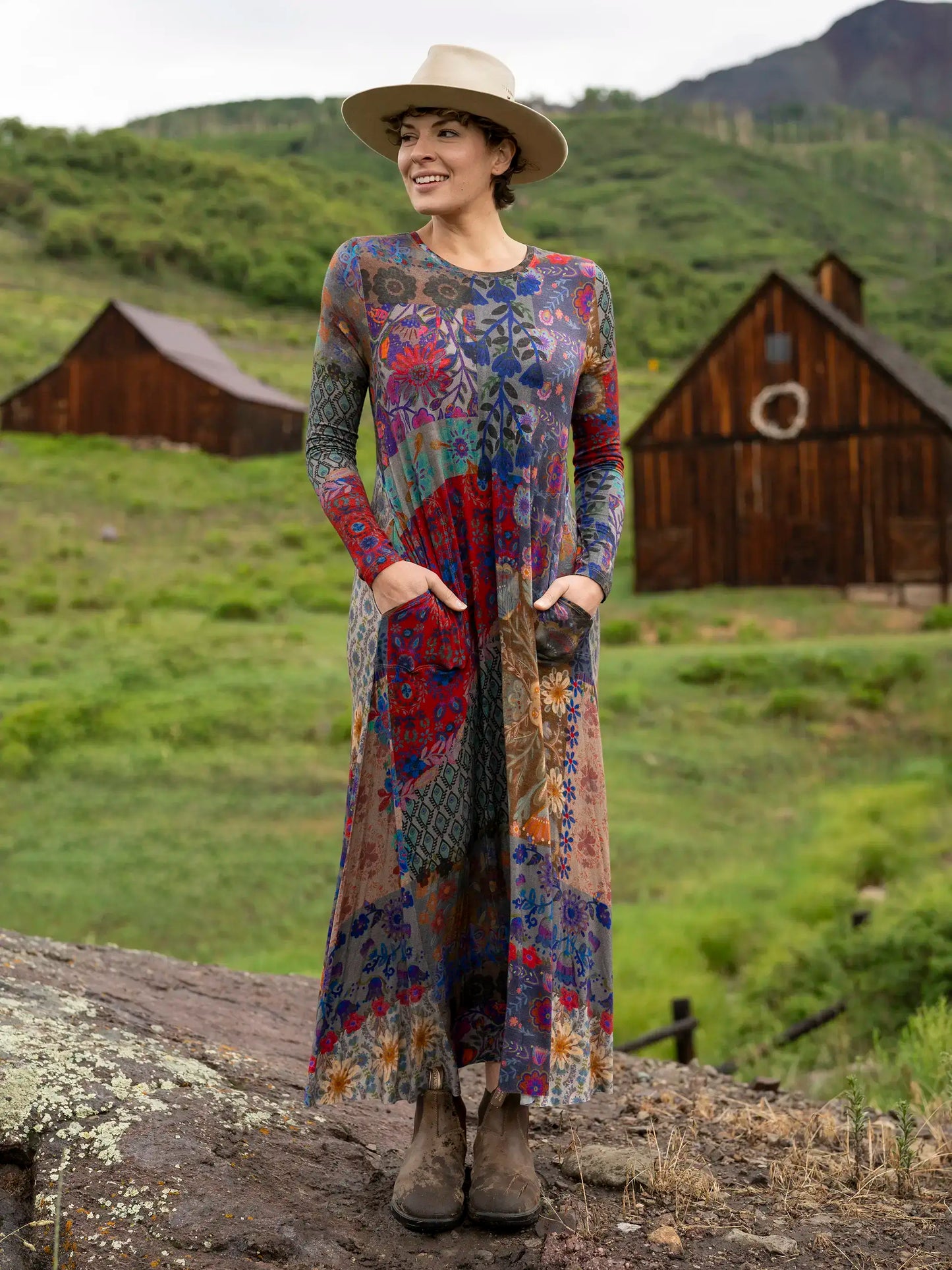 Stevie "ButterSoft" Knit Maxi Dress - Blue Patchwork